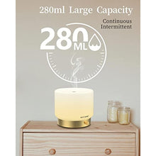 Load image into Gallery viewer, SOICARE Glass Diffuser with Luxury Alloy Base(Gold), All-in-one Room Decor Aromatherapy Oil Diffusers for Essential Oils, Air Scent Essential Oil Diffuser Humidifier,Dimmable Warm Light (280ML), WhiteCoverGoldenBase_7069