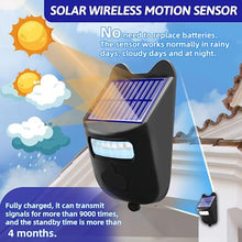 Load image into Gallery viewer, Solar Driveway Alarms Wireless Outside Weatherproof Motion Detector & Sensor for 1000ft Long Range - No Need Replace Batteries Security Driveway Alert System - Monitor & Protect Outside Property, SensorsandReceiver_1808