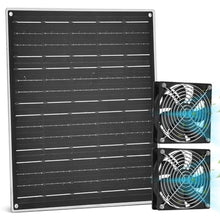 Load image into Gallery viewer, Solar Powered Fan for Chicken Coop Vent Outside with 2 Exhaust Fans 15W, Black_1
