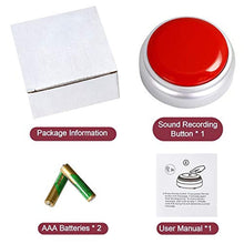Load image into Gallery viewer, Sound Button- 30 Seconds Custom Recordable Talking Button-Record & Playback Your Own Message-Quality Voice Sound Recorder-Answer Buzzer (RED+Sliver), RedandSilver_508
