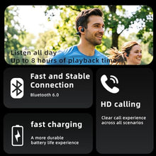 Load image into Gallery viewer, Sports bone conduction headphones, 6.0, wireless open-air headphones, with microphone, battery life up to 15 hours, IP68 waterproof rating, suitable for running and fitness exercises (black)_811