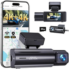 Load image into Gallery viewer, SPRLEAF Dash Cam Front and Rear, 4K+4K Dual Dash Camera for Cars, 5.8GHz WiFi GPS, Night Vision, 24-Hour Parking Mode, Included 64GB Card, 1.97 Display, WDR, G-Sensor, Loop Recording (HD13)_1