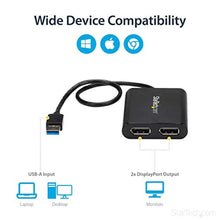 Load image into Gallery viewer, StarTech.com USB 3.0 to Dual DisplayPort Adapter 4K 60Hz, DisplayLink Certified, Video Converter with External Graphics Card - Mac & PC (USB32DP24K60), Black_7510
