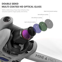 Load image into Gallery viewer, STARTRC Filter Kit for DJI Mini 4 Pro - 4 Pack ND/PL8 ND/PL16 ND/PL64 ND/PL256 Neutral Density Camera Lens Filter Sets Compatible with DJI Mini 4 Pro Drone Lens Accessory(Aluminum Version)_1661