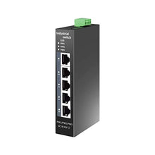 Load image into Gallery viewer, STEAMEMO 5-Port Industrial Ethernet Switch | DIN-Rail Mount | 100Mbps Ports + 1Gbps Switching | -40C to 70C Operation | Rugged Metal Housing | Lifetime Protection, Black_1