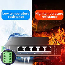 Load image into Gallery viewer, STEAMEMO 5-Port Industrial Ethernet Switch | DIN-Rail Mount | 100Mbps Ports + 1Gbps Switching | -40C to 70C Operation | Rugged Metal Housing | Lifetime Protection, Black_511