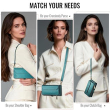 Load image into Gallery viewer, Strapurs for iPhone 17 Detachable Wallet Case Compatible with Magsafe for Women, RFID Blocking 9-Card Holder Zipper Wrist Strap Lanyard PU Leather Magnetic Phone Case for iPhone 17 6.3", Blue Green, DetachablewithMagsafeBlueGreen_3475