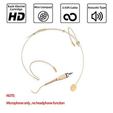 Load image into Gallery viewer, Sujeetec Microphone Headset Headworn Earset Over Ear Hanging Mic for Sennheiser Wireless System Bodypack Transmitter, Ideal for Lectures, Live Performance, Theater, Podcasts Beige_8634