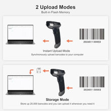 Load image into Gallery viewer, Sumicor Wireless Barcode Scanner, Bluetooth 2.4G 3-in-1 1D 2D QR Scanner with Wireless Receiver Stand, Handheld Barcode Reader for Inventory, Store, Library, Black_1270