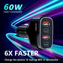 Load image into Gallery viewer, SUNDA 40W USB C Fast Car Charger, 4-Ports Car Charger Adapter, Dual Type C PD 20W Compatible with iPhone12/11 Pro/Max/iPhone11/iPad Pro/Galaxy/Samsung, Dual USB-A 18W QC3.0 for Android, CCAC_1698