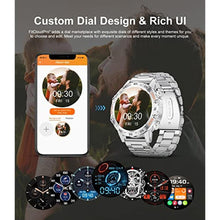 Load image into Gallery viewer, SUNKTA Military Smart Watch for Men(Answer/Dial Calls),1.39''HD Touchscreen,5ATM Waterproof Fitness Watch,100 Sports Modes, with Heart Rate/SpO2 for Android/iOS Smart Watch Silver, SliverSteelOrangeSilicone_3721