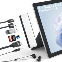 Load image into Gallery viewer, Surface Docking Station with 4K HDMI, USB-C Thunderbolt 4 (Display+Data+100W PD), 2 USB 3.0, 3.5mm Audio, SD/TF Card Reader, Sliver_1