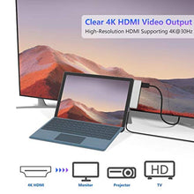 Load image into Gallery viewer, Surface Pro 7 USB C Hub, 6-in-2 Aluminum Surface Pro 2019 Dock with 4K HDMI Adapter+ USB C Audio & Data Transfer Port +2 USB 3.0+SD/TF Card Reader, Converter Combo Adaptor for Surface Pro 7, Silver_8479