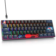 Load image into Gallery viewer, surmen 60% Gaming Keyboard 60 Percent, Wired Mini Mechanical Keyboard with Linear Red Switches PBT Keycaps for PC Gamer Typist (Blue Samurai B/Rainbow Led), BlueSamuraiBRainbowLed_1