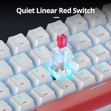 Load image into Gallery viewer, surmen 60% Mechanical Gaming Keyboard with Linear Red Switch, Wired Mini Compact Keyboard 60 Percent Backlit for Laptop Desktop PC Gamers 61 White-Ice Blue, WhiteIceBlue_6081