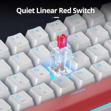 Load image into Gallery viewer, surmen 65% Mechanical Gaming Keyboard with Linear Red Switch, Wired Mini Compact Keyboard 60 Percent Backlit for Laptop Desktop PC Gamers68 White-Ice Blue, WhiteIceBlue_6053