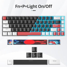 Load image into Gallery viewer, surmen 65% Mechanical Gaming Keyboard with Linear Red Switch, Wired Mini Compact Keyboard 60 Percent Backlit for Laptop Desktop PC Gamers68 Black-Ice Blue, BlackIceBlue_6077