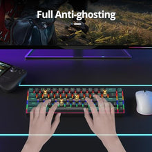 Load image into Gallery viewer, surmen 65% Mechanical Gaming Keyboard with Linear Red Switch, Wired Mini Compact Keyboard 60 Percent Backlit for Laptop Desktop PC Gamers68 Sound Wave B-Rainbow, SoundWaveBRainbow_6046