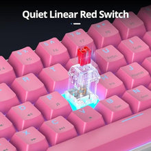 Load image into Gallery viewer, surmen 65% Percent Gaming Keyboard Mechanical with Linear Red Switch, 68-Keys Pink Mini Gaming Keyboard 60 Percent LED Light Backlit PBT Keycaps for Laptop Desktop PC Gamers (68 Miami)_6288