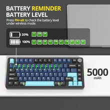 Load image into Gallery viewer, surmen M75 75% Wireless Creamy Keyboard with Gasket, Pre-lubed Triple Mode Bluetooth Mechanical Gaming Keyboard BT5.0/2.4Ghz/USB with Sound Absorbing Pads Hot-Swap(Deep Sea), DeepSea_6109