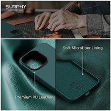 Load image into Gallery viewer, SURPHY Faux Leather Designed for iPhone 14 Pro Max Case with Screen Protector (6.7 inch), Metallic Buttons & Microfiber Lining Leather Phone Case for 14 Pro Max, Forest Green, ForestGreen_8192