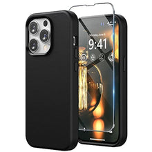 Load image into Gallery viewer, SURPHY Leather Phone Case for iPhone 14 Pro Max Case, with Screen Protector, Metallic Buttons, Microfiber Lining, Black_1
