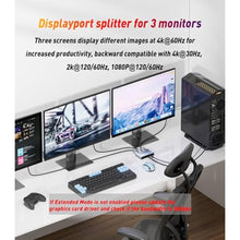 Load image into Gallery viewer, SWITCHFLUX DisplayPort to Dual HDMI with DP Adapter |4K@60Hz| Extended Display 1 in 3 Out MST Hub for Multiple Monitors Compatible with PC,NVIDIA/AMD Graphics Card, silver_4862