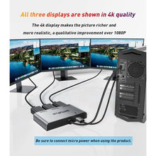 Load image into Gallery viewer, SWITCHFLUX DisplayPort to Dual HDMI with DP Adapter |4K@60Hz| Extended Display 1 in 3 Out MST Hub for Multiple Monitors Compatible with PC,NVIDIA/AMD Graphics Card, silver_4864