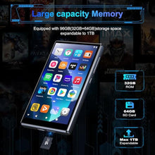 Load image into Gallery viewer, SWOFY 96GB MP3 Player with Bluetooth and WiFi, 5" Full Color Touch Screen MP4 Music Player with Parental Control,Spotify,Audible,YouTube, Android Digital Audio Player for Kids,Up to 1TB,Black, BlackGB_273