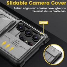 Load image into Gallery viewer, symboly for Samsung Galaxy S24 Ultra Case with Card Holder & Slide Camera Cover & Kickstand, Military Grade Shockproof Silicone TPU Bumper & Hard Back Wallet Case for Samsung S24 Ultra Case, Gray_679
