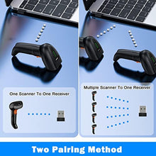 Load image into Gallery viewer, Symcode Upgraded Wireless 2D Barcode Scanner with Auto-Sensing Stand,Putting on Stand to Scan Automatically Sense Scanning Bluetooth Barcode Scanner with Battery Level Indicator More-to-one Mode_1363