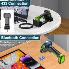 Load image into Gallery viewer, Symcode Wireless Charging Barcode Scanner, 1D/2D/DPM Symbologies, Global Shutter Scan Sensor, Long-Distance 433MHz Wireless & Bluetooth, Industrial Shock and Dust-Proof Barcode Reader, Green_40
