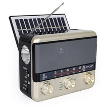 Load image into Gallery viewer, T.TAOMI Retro Portable Radio AM FM SW Shortwave Radio with Bluetooth Speaker, AC,Solar,SUB Charging, TF Card,USB Playing Flashlight, yellow_1