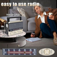 Load image into Gallery viewer, T.TAOMI Retro Portable Radio AM FM SW Shortwave Radio with Bluetooth Speaker, AC,Solar,SUB Charging, TF Card,USB Playing Flashlight, yellow_3