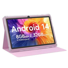 Load image into Gallery viewer, Tablet Android 14, CUPEISI 7 inch Tablet with Case, 8GB RAM+32GB ROM/ 1TB Expandable Tableta, 1.6Ghz Quad-core Processor Computer, 1024*600 IPS 7'' HD Touch Screen, 5MP Camera, WiFi, Game, Bluetooth, Pink_1