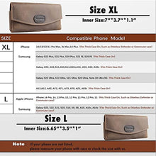 Load image into Gallery viewer, Tallywave Leather Phone Holster with Belt Clip for Galaxy S23,iPhone 14,14 Pro,Double Pockets Leather Belt Bag for Smartphone with Case,Cash and Cards,Flip Cellphone Pouch,L,Darkbrown_7776