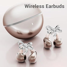 Load image into Gallery viewer, Tangxi Bluetooth V6.0 Open Ear Earbuds with Butterfly Earrings, Wireless Clip On Earbuds with Intelligent Noise Cancelling, 4H Playtime, with Charging Case, for Women, Sports_119