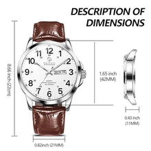 Load image into Gallery viewer, Taxau Brown Watch for Men Luxury Silver Watch Mens Leather Strap Wrist Watches for Men Waterproof Analog Quartz Business Casual Dress Men's Watches Classic Big Face with Day and Date, whiteFaceBrownBandGBrownWhite_770
