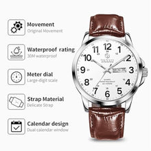 Load image into Gallery viewer, Taxau Brown Watch for Men Luxury Silver Watch Mens Leather Strap Wrist Watches for Men Waterproof Analog Quartz Business Casual Dress Men's Watches Classic Big Face with Day and Date, whiteFaceBrownBandGBrownWhite_773