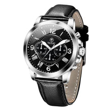 Load image into Gallery viewer, Taxau Men's Wrist Watches Big Face Black Leather Strap Chronograph Analog Vintage Classic Mens Dress Watch Waterproof Relojes para Hombres, ABlackFaceBlackLeatcherStrap_1