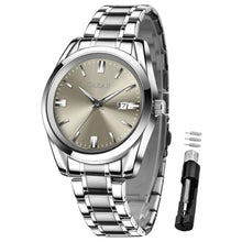 Load image into Gallery viewer, Taxau Men's Wrist Watches Waterproof Dress Watch for Men Analog Silver Watch Stainless Steel Band Grey Face Luxury Big Dail Large Wrist Watch for Gentlemen Luminous Hands Relojes Hombres, GreyFaceG_1