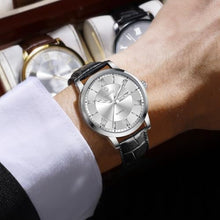 Load image into Gallery viewer, Taxau Mens Watches Black Leather Band White Dial with Day Date Silver Watches for Mens Quartz Large Face Classic Roman Numerals Waterproof Relojes para Hombres, BlackLeatherStrapWhiteFaceGP_1