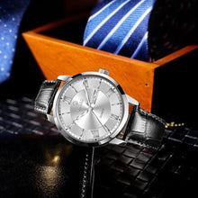 Load image into Gallery viewer, Taxau Mens Watches Black Leather Band White Dial with Day Date Silver Watches for Mens Quartz Large Face Classic Roman Numerals Waterproof Relojes para Hombres, BlackLeatherStrapWhiteFaceGP_28
