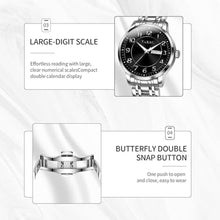 Load image into Gallery viewer, Taxau Mens Watches Stainless Steel Band Black Dial with Day Date Silver Watches for Mens Quartz Large Face Classic Arabic Numerals Waterproof Relojes para Hombres, SilverStrapBlackFaceGG_3612