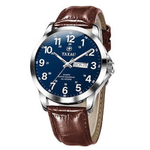 Load image into Gallery viewer, Taxau Waterproof Classic Blue Watch The Leather is Brown Mens Watches Large Dial Arabic Numerals Vintage Reloj De Hombre, BrownLeatherStrapBuleFaceGP_1