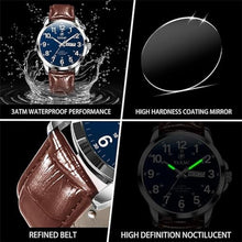 Load image into Gallery viewer, Taxau Waterproof Classic Blue Watch The Leather is Brown Mens Watches Large Dial Arabic Numerals Vintage Reloj De Hombre, BrownLeatherStrapBuleFaceGP_3629