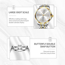 Load image into Gallery viewer, Taxau White Watch Gold Silver Watches for Mens with Day Date Quartz Analog Big Face Classic Water Resistant Luminous Dress Men's Wrist Watches, GoldSilverStrapWhiteFaceGG_2575