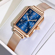 Load image into Gallery viewer, Taxau Women's Square Watch Mesh Bracelet Stainless Steel Rectangular Dress Watches for Women Fashion Business Analog Quartz Ladies Small Wrist Watch, Silver Band White Face-8106WD, square, women dress, SilverBandWhiteFaceWD_1