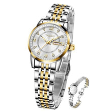 Load image into Gallery viewer, Taxau Womens Watch Dress Waterproof Watches for Women Lady Watch for Small Wrists Gold Silver Stainless Steel Analog Quartz Women's Wrist Watches with Number Big Face Luxuxry Reloj para Mujer, TwoToneSilverL_1