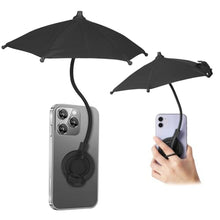 Load image into Gallery viewer, TDTOK Magnetic Phone Umbrella for Sun with Universal Adjustable Phone Ring, Outdoor Anti-Reflective Magnetic Cell Phone Umbrella Sun Shade for iPhone 16 15 14 13 12 Pro Max, Black_1